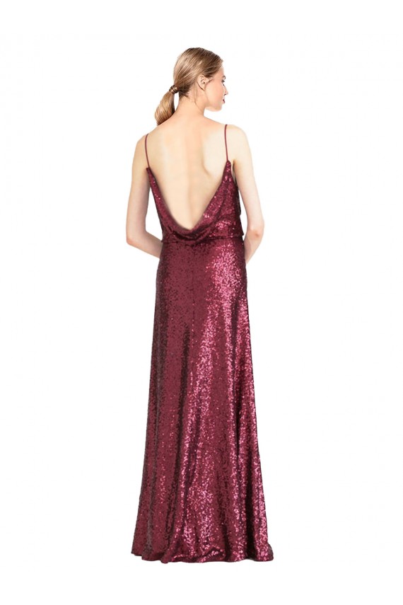 Sleeveless High Neck Sequin Burgundy Long Formal Evening Gown / Prom Dress / Bridesmaid Dress Cardiff