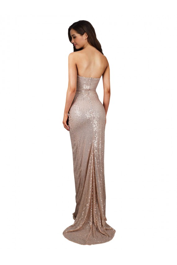 Sleeveless Scoop Neck Sequin Champagne Long Formal Evening Gown / Prom Dress / Bridesmaid Dress Cardiff