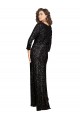 Long Sleeves V-Neck Sequin Black Long Formal Dress / Bridesmaid Dress Cardiff