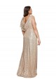 Sleeveless V-Neck Sequin Gold Long Black Tie Plus Size Evening Gown / Prom Dress / Bridesmaid Dress Cardiff