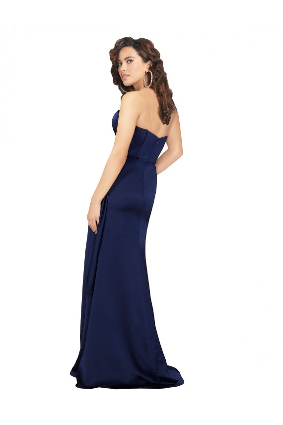 Sleeveless Strapless Silk like Satin Sapphire Long Formal Evening Gown / Prom Dress / Bridesmaid Dress Cardiff