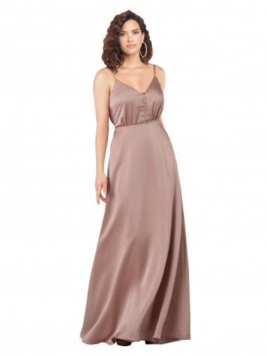 Sleeveless Sweetheart Silk like Satin Dusty Pink Long Formal Evening Gown / Bridesmaid Dress Cardiff