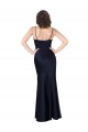 Sleeveless Cowl Neck Silk like Satin Dark Navy Long Black Tie Evening Gown / Prom Dress / Bridesmaid Dress Cardiff