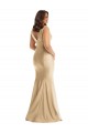 Sleeveless V-Neck Silk like Satin Soft Gold Long Formal Plus Size Evening Gown / Prom Dress / Bridesmaid Dress Cardiff