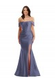Sleeveless Off the Shoulder Silk like Satin French Blue Long Black Tie Plus Size Evening Gown / Prom Dress / Bridesmaid Dress Cardiff