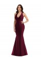 Sleeveless V-Neck Silk like Satin Burgundy Long Formal Plus Size Evening Gown / Prom Dress / Bridesmaid Dress Cardiff