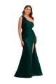 Sleeveless One Shoulder Silk like Satin Ever Green Long Formal Plus Size Evening Gown / Prom Dress / Bridesmaid Dress Cardiff