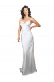 Sleeveless Cowl Neck Silk like Satin White Sweep Train Beach Wedding Dresses Cardiff