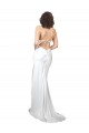 Sleeveless Cowl Neck Silk like Satin White Sweep Train Beach Wedding Dresses Cardiff