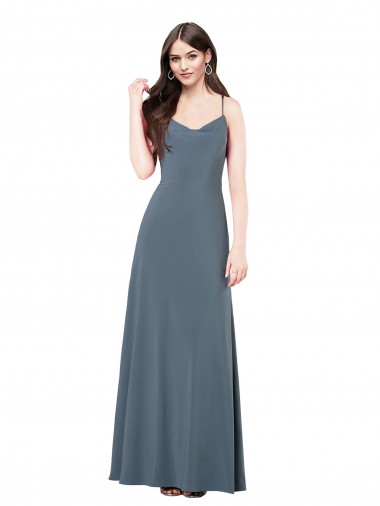 Sleeveless V-Neck Spandex Slate Grey Long Prom Dress / Bridesmaid Dress Cardiff