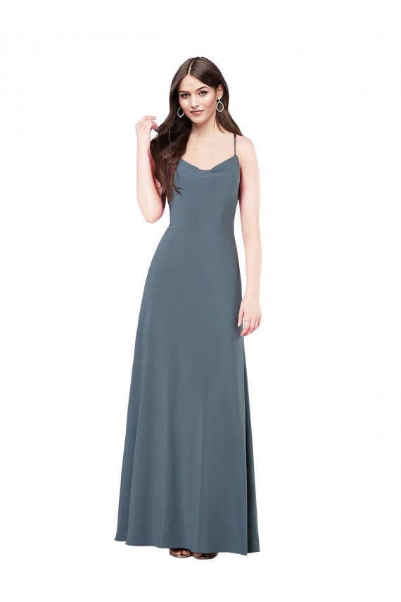 Sleeveless V-Neck Spandex Slate Grey Long Prom Dress / Bridesmaid Dress Cardiff