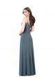 Sleeveless V-Neck Spandex Slate Grey Long Prom Dress / Bridesmaid Dress Cardiff