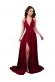 Sleeveless V-Neck Spandex Burgundy Long Black Tie Evening Gown / Prom Dress / Bridesmaid Dress Cardiff