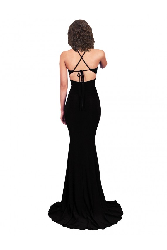 Sleeveless V-Neck Spandex Black Long Formal Evening Gown / Prom Dress / Bridesmaid Dress Cardiff