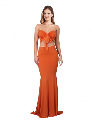 Sleeveless Strapless Spandex Orange Long Formal Evening Gown / Prom Dress / Bridesmaid Dress Cardiff