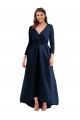 Long Sleeves V-Neck Spandex Dark Navy Long High Low Plus Size Evening Gown / Prom Dress / Bridesmaid Dress Cardiff