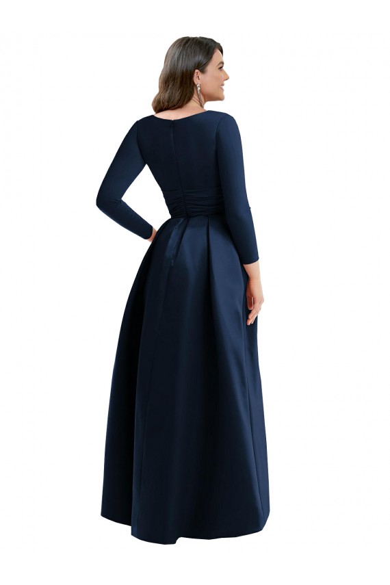 Long Sleeves V-Neck Spandex Dark Navy Long High Low Plus Size Evening Gown / Prom Dress / Bridesmaid Dress Cardiff