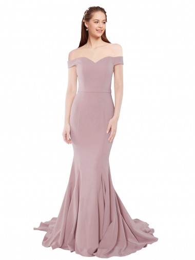 Sleeveless Sweetheart Stretch Crepe Dusty Pink Sweep Train Bridesmaid Dress / Evening Dress Cardiff