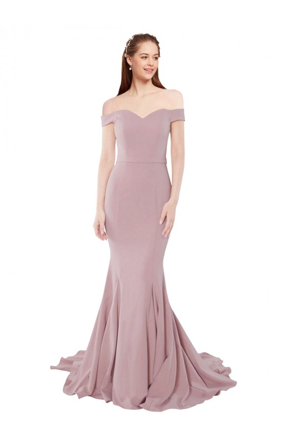 Sleeveless Sweetheart Stretch Crepe Dusty Pink Sweep Train Bridesmaid Dress / Evening Dress Cardiff