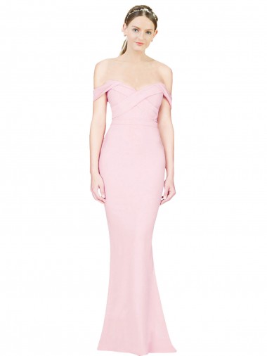 Sleeveless Strapless Stretch Crepe Pink Long Formal Evening Gown / Prom Dress / Bridesmaid Dress Cardiff