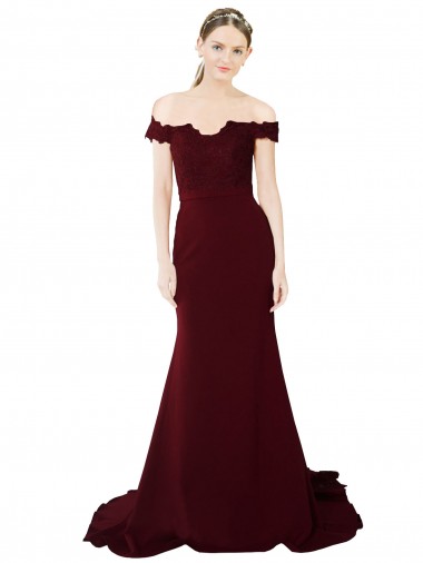 Sleeveless Sweetheart Stretch Crepe & Lace Burgundy Gold Sweep Train Formal Evening Gown / Prom Dress / Bridesmaid Dress Cardiff