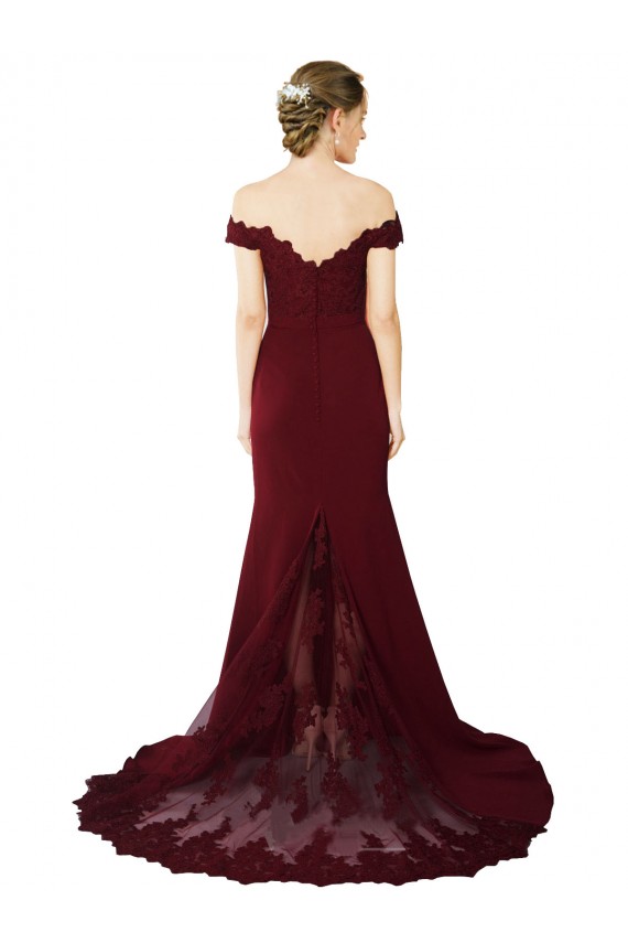 Sleeveless Sweetheart Stretch Crepe & Lace Burgundy Gold Sweep Train Formal Evening Gown / Prom Dress / Bridesmaid Dress Cardiff