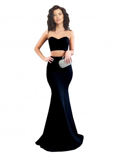 Sleeveless High Neck Stretch Crepe Black Mermaid Long Formal Evening Gown / Prom Dress / Bridesmaid Dress Cardiff