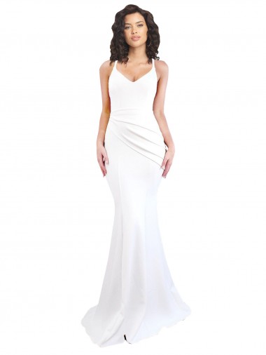 Sleeveless High Neck Stretch Crepe White Long Black Tie Evening Gown / Prom Dress / Bridesmaid Dress Cardiff