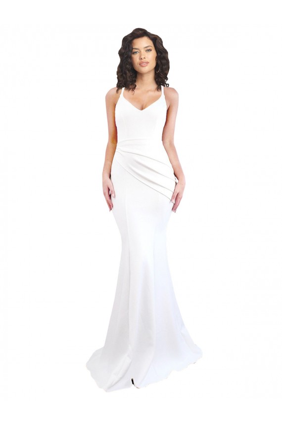 Sleeveless High Neck Stretch Crepe White Long Black Tie Evening Gown / Prom Dress / Bridesmaid Dress Cardiff