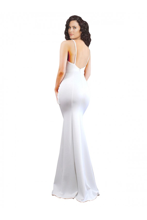 Sleeveless High Neck Stretch Crepe White Long Black Tie Evening Gown / Prom Dress / Bridesmaid Dress Cardiff
