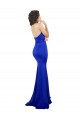 Sleeveless High Neck Stretch Crepe Royal Blue Long Formal Evening Gown / Prom Dress / Bridesmaid Dress Cardiff