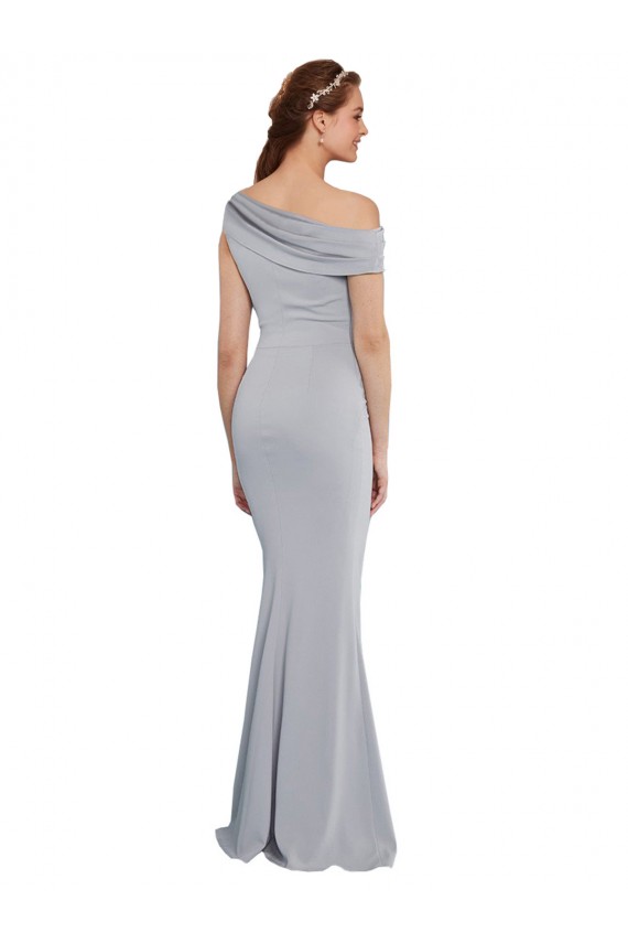 Sleeveless One Shoulder Stretch Crepe Grey Long Formal Dress / Bridesmaid Dress Cardiff
