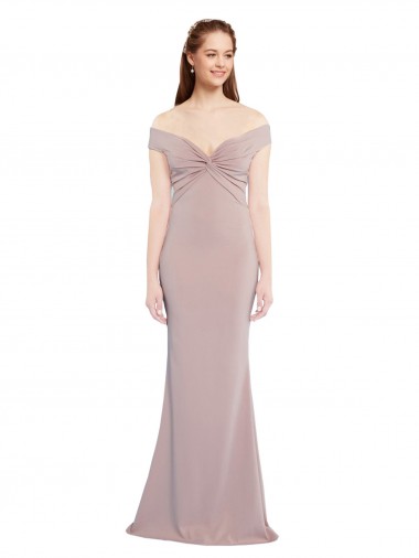 Sleeveless V-Neck Stretch Crepe Dusty Pink Long Formal Evening Gown / Prom Dress / Bridesmaid Dress Cardiff