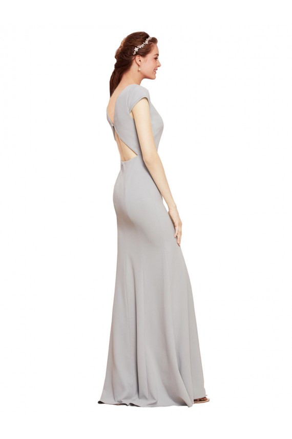 Sleeveless Boat Neck Stretch Crepe Dark Navy Long Formal Evening Gown / Prom Dress / Bridesmaid Dress Cardiff