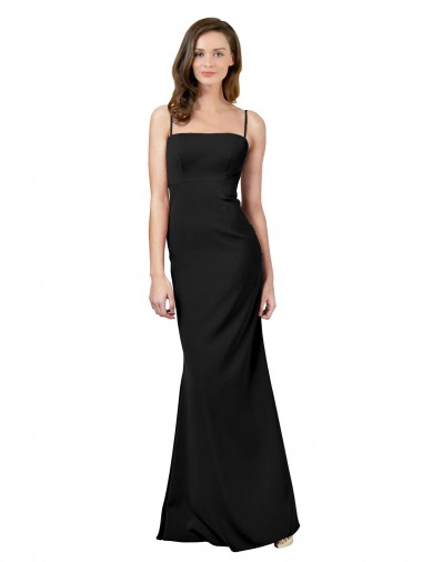 Sleeveless Square Neck Stretch Crepe Black Long Formal Evening Gown / Prom Dress / Bridesmaid Dress Cardiff