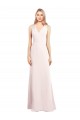 Sleeveless V-Neck Stretch Crepe Pink Long Semi Formal Evening Dress / Prom Dress / Bridesmaid Dress Cardiff