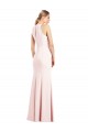 Sleeveless V-Neck Stretch Crepe Pink Long Semi Formal Evening Dress / Prom Dress / Bridesmaid Dress Cardiff