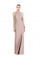 Sleeveless Halter Neck Stretch Crepe Dusty Pink Long Semi Formal Evening Dress / Bridesmaid Dress Cardiff