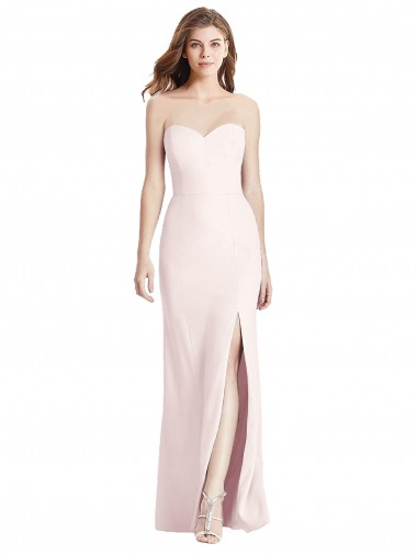 Sleeveless Strapless Stretch Crepe Pink Long Semi Formal Evening Dress / Prom Dress / Bridesmaid Dress Cardiff