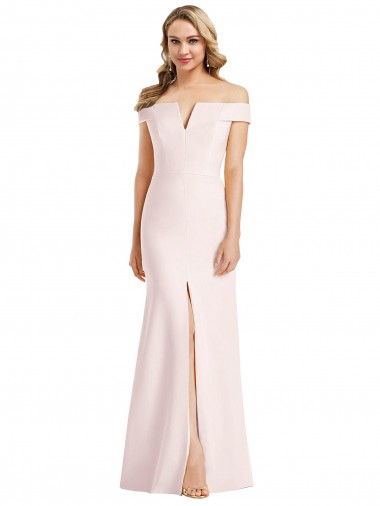 Sleeveless V-Neck Stretch Crepe Pink Long Bridesmaid Dress / Evening Dress Cardiff