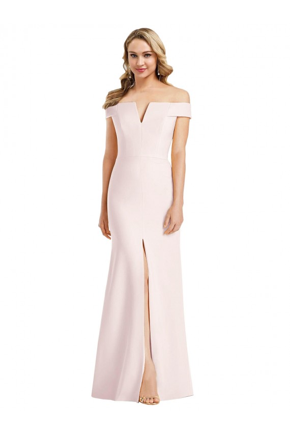 Sleeveless V-Neck Stretch Crepe Pink Long Bridesmaid Dress / Evening Dress Cardiff