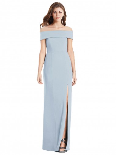 Sleeveless Off the Shoulder Stretch Crepe Light Sky Blue Long Formal Dress / Bridesmaid Dress Cardiff