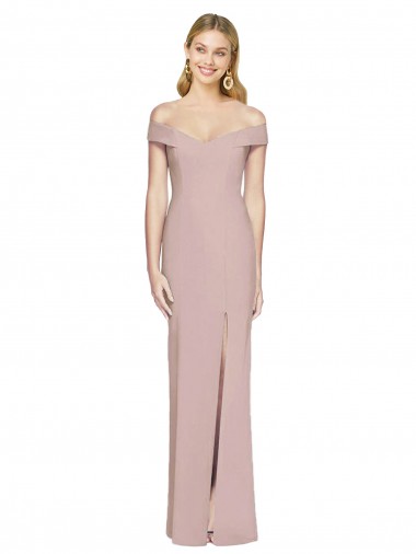 Sleeveless Off the Shoulder Stretch Crepe Dusty Pink Long Semi Formal Evening Dress / Prom Dress / Bridesmaid Dress Cardiff
