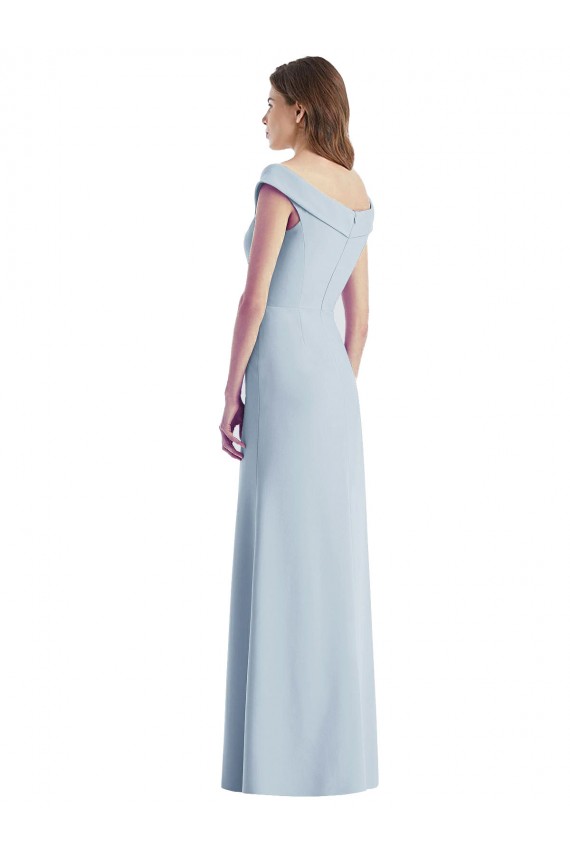 Sleeveless V-Neck Stretch Crepe Light Sky Blue Long Black Tie Evening Gown / Bridesmaid Dress Cardiff