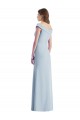 Sleeveless V-Neck Stretch Crepe Light Sky Blue Long Black Tie Evening Gown / Bridesmaid Dress Cardiff