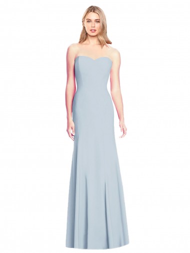 Sleeveless Strapless Stretch Crepe Light Sky Blue Trumpet Long Formal Dress / Bridesmaid Dress Cardiff