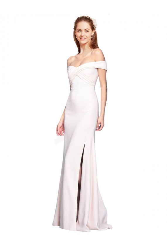 Sleeveless Off the Shoulder Stretch Crepe White Long Formal Dress / Bridesmaid Dress Cardiff