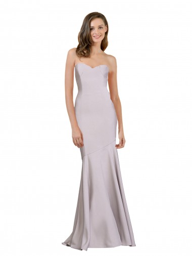 Sleeveless Strapless Stretch Crepe Arctic Lilac Long Prom Dress / Bridesmaid Dress Cardiff