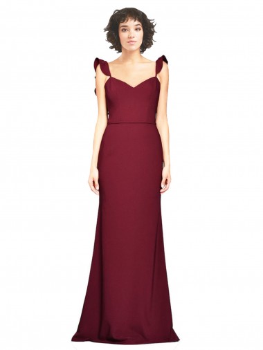 Sleeveless Strapless Stretch Crepe Burgundy Long Prom Dress / Bridesmaid Dress Cardiff