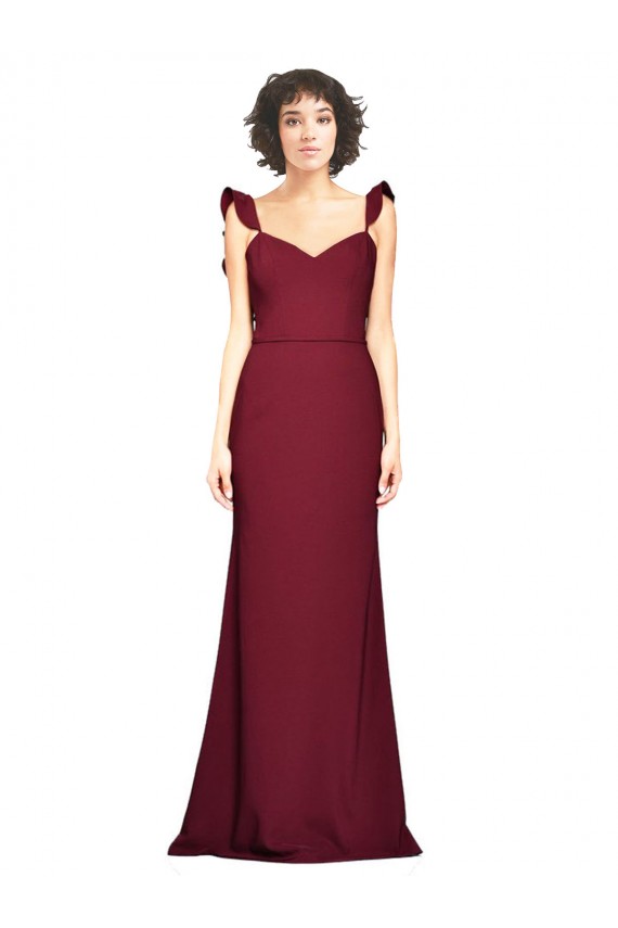 Sleeveless Strapless Stretch Crepe Burgundy Long Prom Dress / Bridesmaid Dress Cardiff
